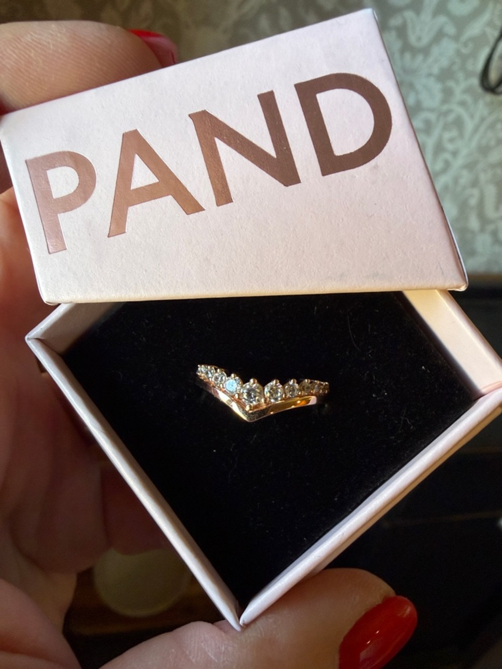 Pandora Timeless Wish Floating Pavé Ring Size 7 Rose Gold Plated w CZ Stones NIB